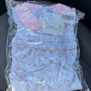 Trotters street Kids Set with Pink Collar in White with golf Pattern